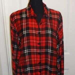 New-No Tag Multiples Black, Red and White Button Blouse